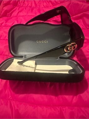 Gucci Black Sunglasses with Gold Double-G Accent